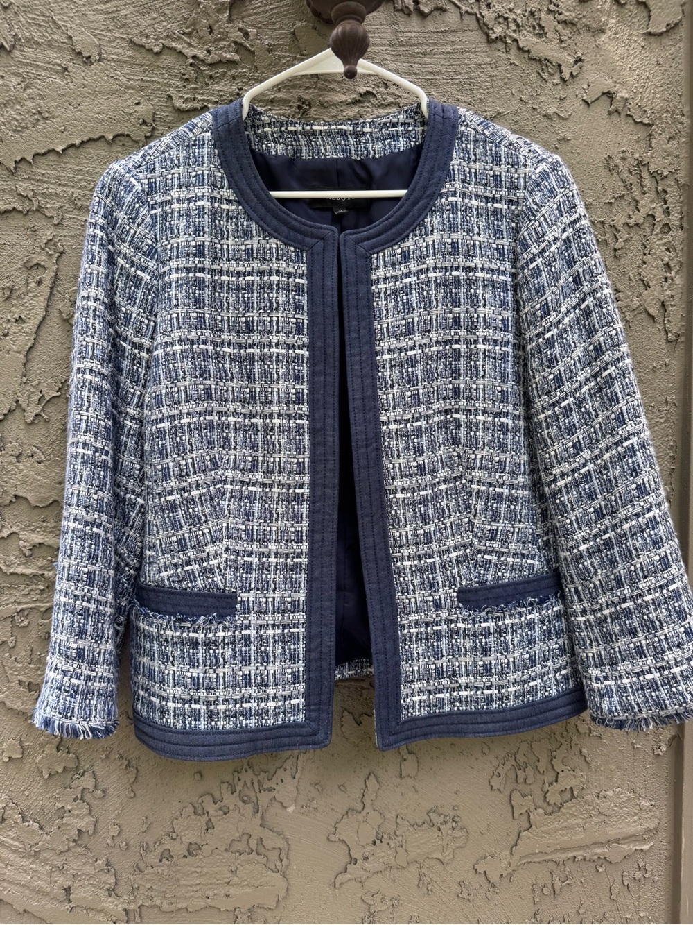 Talbots Chambray Trim Tweed Jacket Size 14 - Picture 4 of 15